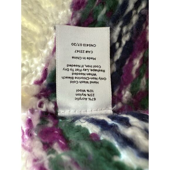 Y2K Talbots Cream Retro Fair Isle Ski Lodge Sweater Wool Blend Cozy Nordic XS - Picture 5 of 5